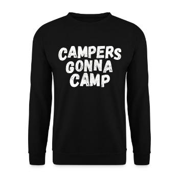 Campers going to camp! white - Unisex Sweatshirt - black - Front - Alina (178cm) & Michal (187cm)
