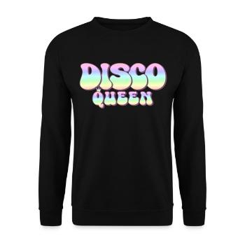 Discoqueen 70er Jahre Party groovy 70s Disco Queen - Unisex Pullover - Schwarz - Vorne - Alina (178cm) & Michal (187cm)
