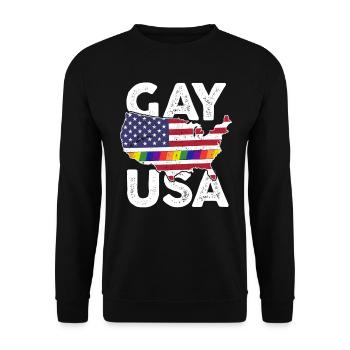 Gay Pride T Shirt LGBT 4 juillet Drapeau américain - Sweat-shirt Unisexe - noir - Devant - Alina (178cm) & Michal (187cm)