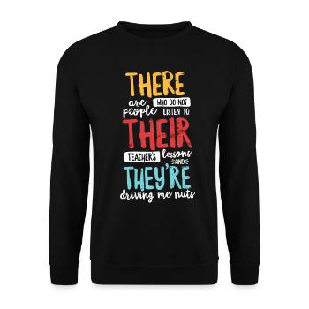 Là, ils sont T Shirt Grammaire anglaise - Sweat-shirt Unisexe - noir - Devant - Alina (178cm) & Michal (187cm)