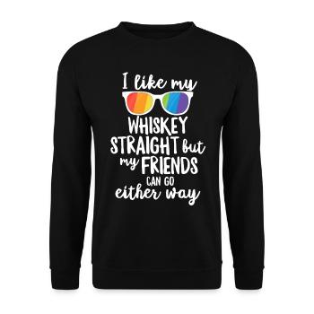 I Like My Whiskey Straight T Shirt Gay Lesbian - Unisex Sweatshirt - black - Front - Alina (178cm) & Michal (187cm)
