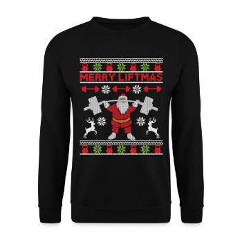 Merry Liftmas Santa Klaus Fitness Christmas Xmas - Unisex Sweatshirt - black - Front - Alina (178cm) & Michal (187cm)