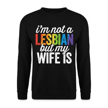Ich bin keine Lesbe, aber meine Frau ist LGBT-Hochzeit - Unisex Pullover - Schwarz - Vorne - Alina (178cm) & Michal (187cm)