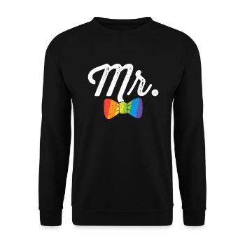 Mr Rainbow Bow Tie Shirt Soirée entre célibataires LGBT - Sweat-shirt Unisexe - noir - Devant - Alina (178cm) & Michal (187cm)