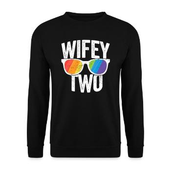 Wifey Two Lesbian Pride CHEMISE Couple de mariée LGBT - Sweat-shirt Unisexe - noir - Devant - Alina (178cm) & Michal (187cm)