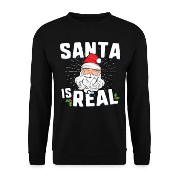 Santa Is Real Funny Christmas TShirt Xmas Family - Unisex Sweatshirt - black - Front - Alina (178cm) & Michal (187cm)