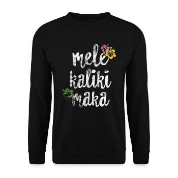 Vintage Mele Kalikimaka Christmas TShirt Hawaiian - Unisex Sweatshirt - black - Front - Alina (178cm) & Michal (187cm)