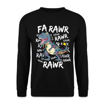 Dinosaurier-Weihnachtst-shirt Fa Rawr Jungen-Kinder - Unisex Pullover - Schwarz - Vorne - Alina (178cm) & Michal (187cm)