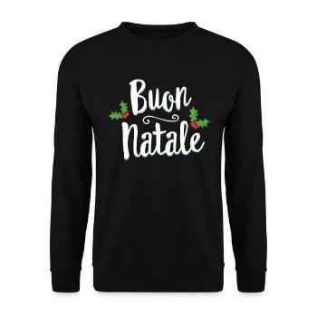 Buon Natale Christmas T-Shirt Italien Italiener fröhlich - Unisex Pullover - Schwarz - Vorne - Alina (178cm) & Michal (187cm)