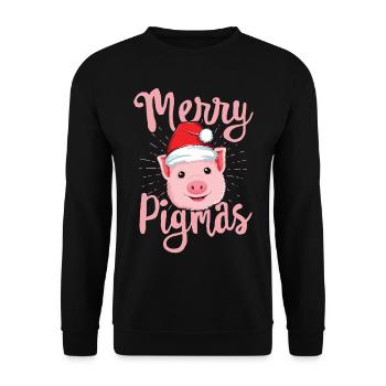 Merry Pigmas Pig Christmas TShirt Women Farmers - Unisex Sweatshirt - black - Front - Alina (178cm) & Michal (187cm)