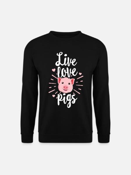Live Love Pigs TShirt Kids Women Funny Farmer - Unisex Sweatshirt - black