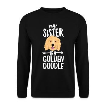 Meine Schwester ist ein Goldendoodle TShirt Boy Girl Dog - Unisex Pullover - Schwarz - Vorne - Alina (178cm) & Michal (187cm)