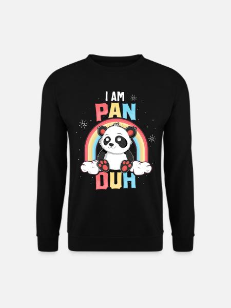 Ich bin Pan Duh T-Shirt Panda Pansexual Pride Rainbow - Unisex Pullover - Schwarz