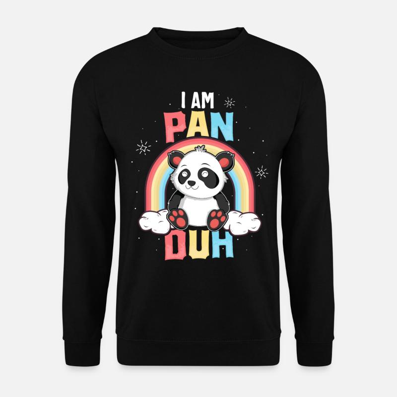 Ich bin Pan Duh T-Shirt Panda Pansexual Pride Rainbow - Unisex Pullover - Schwarz
