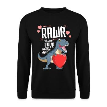 Rawr T Rex TShirt Valentines Day Dinosaur Kids - Unisex Sweatshirt - black - Front - Alina (178cm) & Michal (187cm)