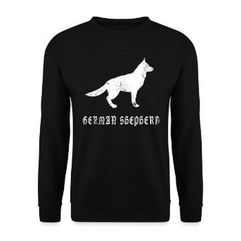 Deutscher Schäferhund Geschenkidee - Unisex Pullover - Schwarz - Vorne - Alina (178cm) & Michal (187cm)