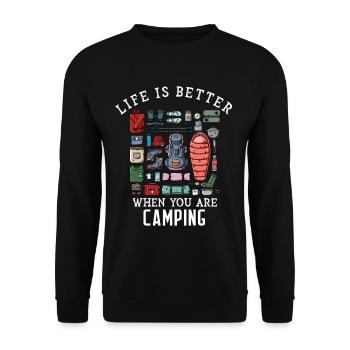 Life Is Better When You Are Camping - Unisex Sweatshirt - black - Front - Alina (178cm) & Michal (187cm)
