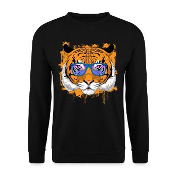 Cadeau tigre cool - Sweat-shirt Unisexe - noir - Devant - Alina (178cm) & Michal (187cm)