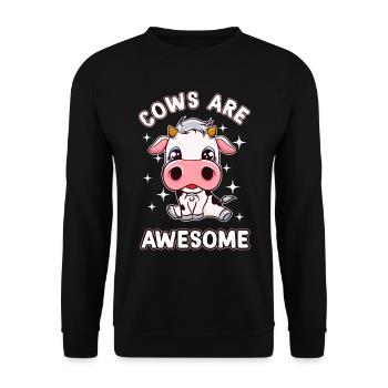 Kuh Baby Kälbchen Kühe Niedlich Kawaii Comic - Unisex Pullover - Schwarz - Vorne - Alina (178cm) & Michal (187cm)