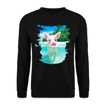 Bahamas Swimming pigs Pig Funny beach - Unisex Sweatshirt - black - Front - Alina (178cm) & Michal (187cm)