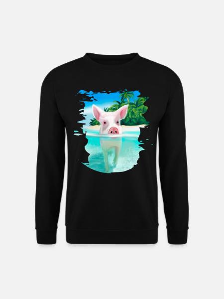 Bahamas Schwimmende Schweine Schwein Lustig Strand - Unisex Pullover - Schwarz