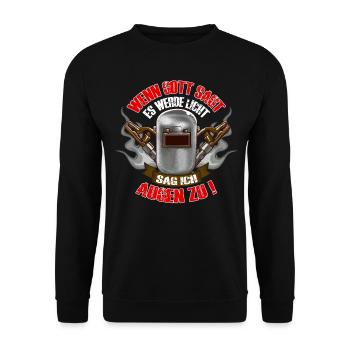 Schweisser Elektro Schweißen Metall Lustig Spruch - Unisex Pullover - Schwarz - Vorne - Alina (178cm) & Michal (187cm)