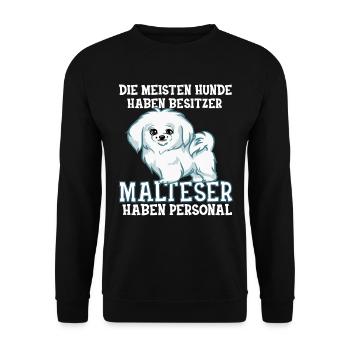 Malteser Hunde Malteser Haben Personal Geschenk - Unisex Pullover - Schwarz - Vorne - Alina (178cm) & Michal (187cm)