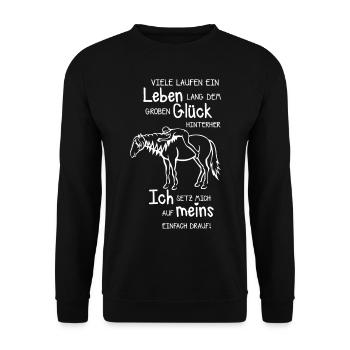Horses saying live happiness - Unisex Sweatshirt - black - Front - Alina (178cm) & Michal (187cm)