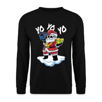 Weihnachtsmann Hip Hop Rapper Yo Yo Yo Lustig - Unisex Pullover - Schwarz - Vorne - Alina (178cm) & Michal (187cm)