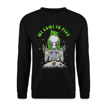 Alien Aliens We Come In Peas Gift - Sweat-shirt Unisexe - noir - Devant - Alina (178cm) & Michal (187cm)