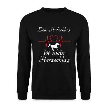 Dein Hufschlag Ist Mein Herzschlag - Unisex Pullover - Schwarz - Vorne - Alina (178cm) & Michal (187cm)