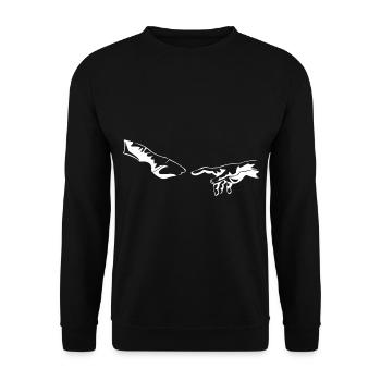 Pferde hufe hand - Unisex Pullover - Schwarz - Vorne - Alina (178cm) & Michal (187cm)