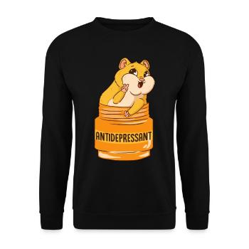 Meerschweinchen Hamster Medizin Happy Pills - Unisex Pullover - Schwarz - Vorne - Alina (178cm) & Michal (187cm)