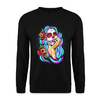 Dia De Los Muertos Mexico Ms. Totenkopf Halloween - Unisex Sweatshirt - black - Front - Alina (178cm) & Michal (187cm)