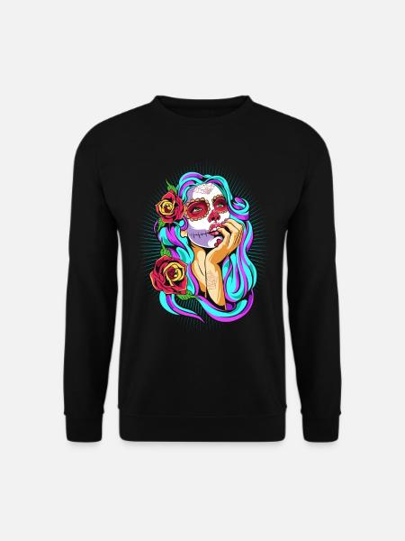 Dia De Los Muertos Mexique Mme Totenkopf Halloween - Sweat-shirt Unisexe - noir