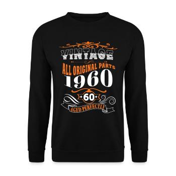 60ème anniversaire de l'ORIGINAL 1960 parfaitement mûri - Sweat-shirt Unisexe - noir - Devant - Alina (178cm) & Michal (187cm)