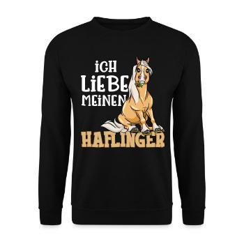 Ich Liebe Meinen Haflinger Pferde Pferd Geschenk - Unisex Pullover - Schwarz - Vorne - Alina (178cm) & Michal (187cm)