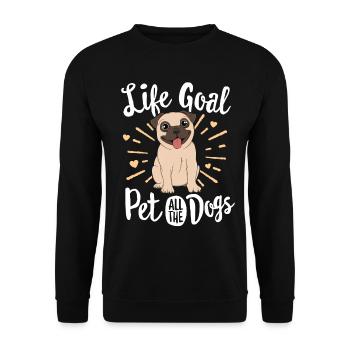 Leben-Ziel-Haustier die ganze Hundegeschenk-Mops-Liebhaber-Liebe - Unisex Pullover - Schwarz - Vorne - Alina (178cm) & Michal (187cm)