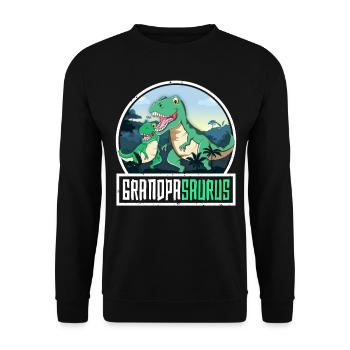 Grandpasaurus TRex Dinosaur Saurus Opa - Unisex Pullover - Schwarz - Vorne - Alina (178cm) & Michal (187cm)