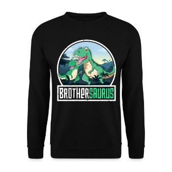 Brothersaurus TRex Dinosaurier Saurus Bruder - Unisex Pullover - Schwarz - Vorne - Alina (178cm) & Michal (187cm)