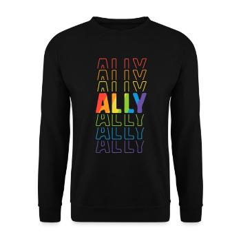 Ally LGBT Pride TShirt Rainbow Flag Parade Ally - Unisex Sweatshirt - black - Front - Alina (178cm) & Michal (187cm)