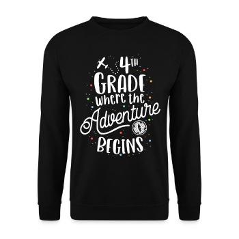 4. Klasse, wo das Abenteuer beginnt TShirt Kids - Unisex Pullover - Schwarz - Vorne - Alina (178cm) & Michal (187cm)