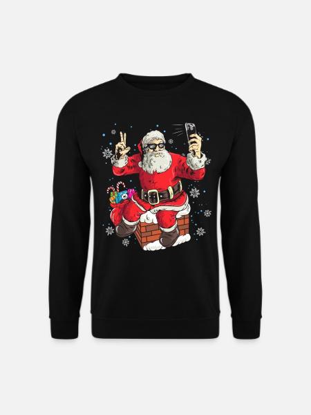 Lustiger Weihnachtsmann Foto Fotografieren - Unisex Pullover - Schwarz