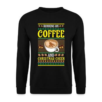 Ugly Christmas Weihnachten Kaffee Kaffeetasse - Unisex Pullover - Schwarz - Vorne - Alina (178cm) & Michal (187cm)