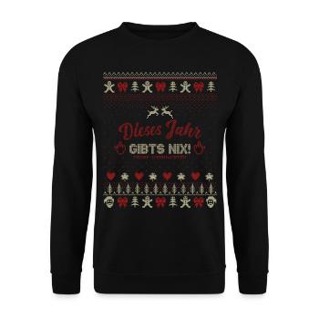 UGLY XMAS SWEATER DIESES JAHR GIBTS NIX - Unisex Pullover - Schwarz - Vorne - Alina (178cm) & Michal (187cm)