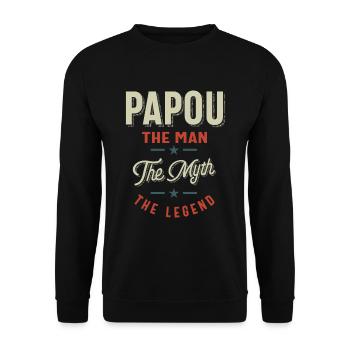 Mens Papou Shirt Gift: The Man The Myth The Legend - Unisex Sweatshirt - black - Front - Alina (178cm) & Michal (187cm)