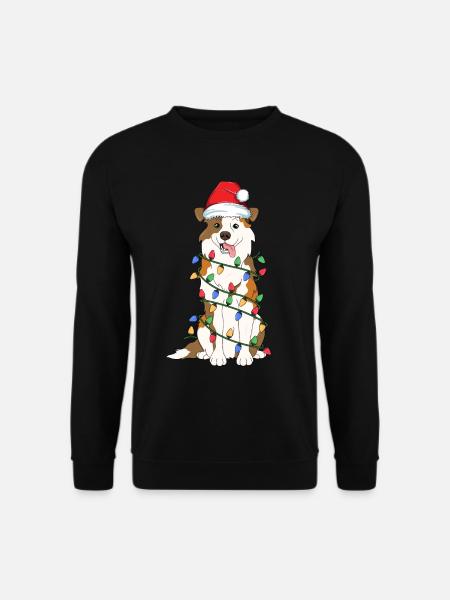 Weihnachtsbaum-Licht Santa Dog der französischen Bulldogge - Unisex Pullover - Schwarz