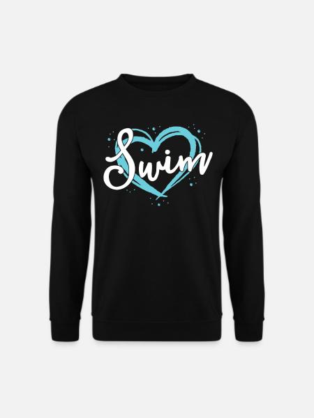 Liebes-Schwimmen-Schwimmen-Team-Hemd-Herz-Liebhaber-Blau - Unisex Pullover - Schwarz