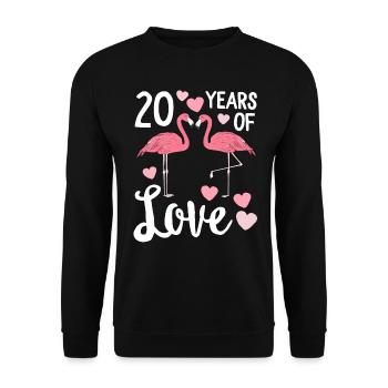 20 ans de tenue d'anniversaire assortie à Flamingo - Sweat-shirt Unisexe - noir - Devant - Alina (178cm) & Michal (187cm)