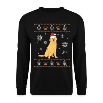 Hässliche Weihnachtsgolden retriever-Sankt-Pyjamas - Unisex Pullover - Schwarz - Vorne - Alina (178cm) & Michal (187cm)